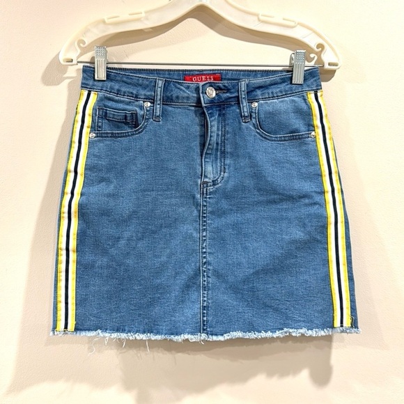 Guess Dresses & Skirts - 🔥GUESS Denim Skirt with Yellow Stripes🔥
